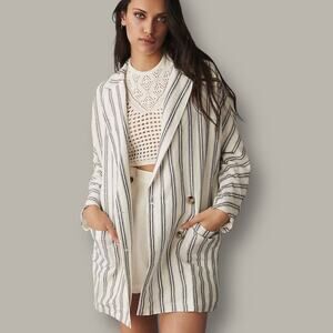 Anthropologie Pilcro Linen New Blazer Suit Dress Large Coastal Y2K MOD Office